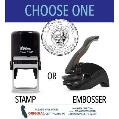 California Notary Round Design - Choose Stamp or Embosser