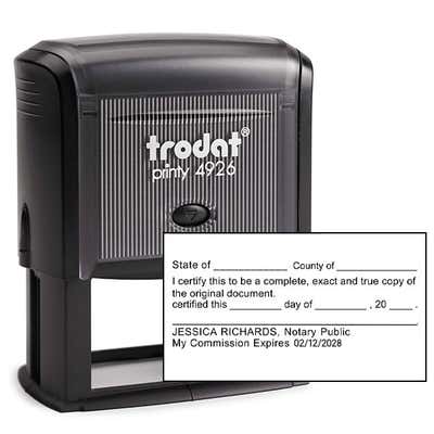 Certified True Copy Stamp for Notary Use