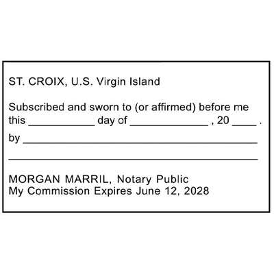 U.S. Virgin Islands JURAT Notary Stamp - alternate view