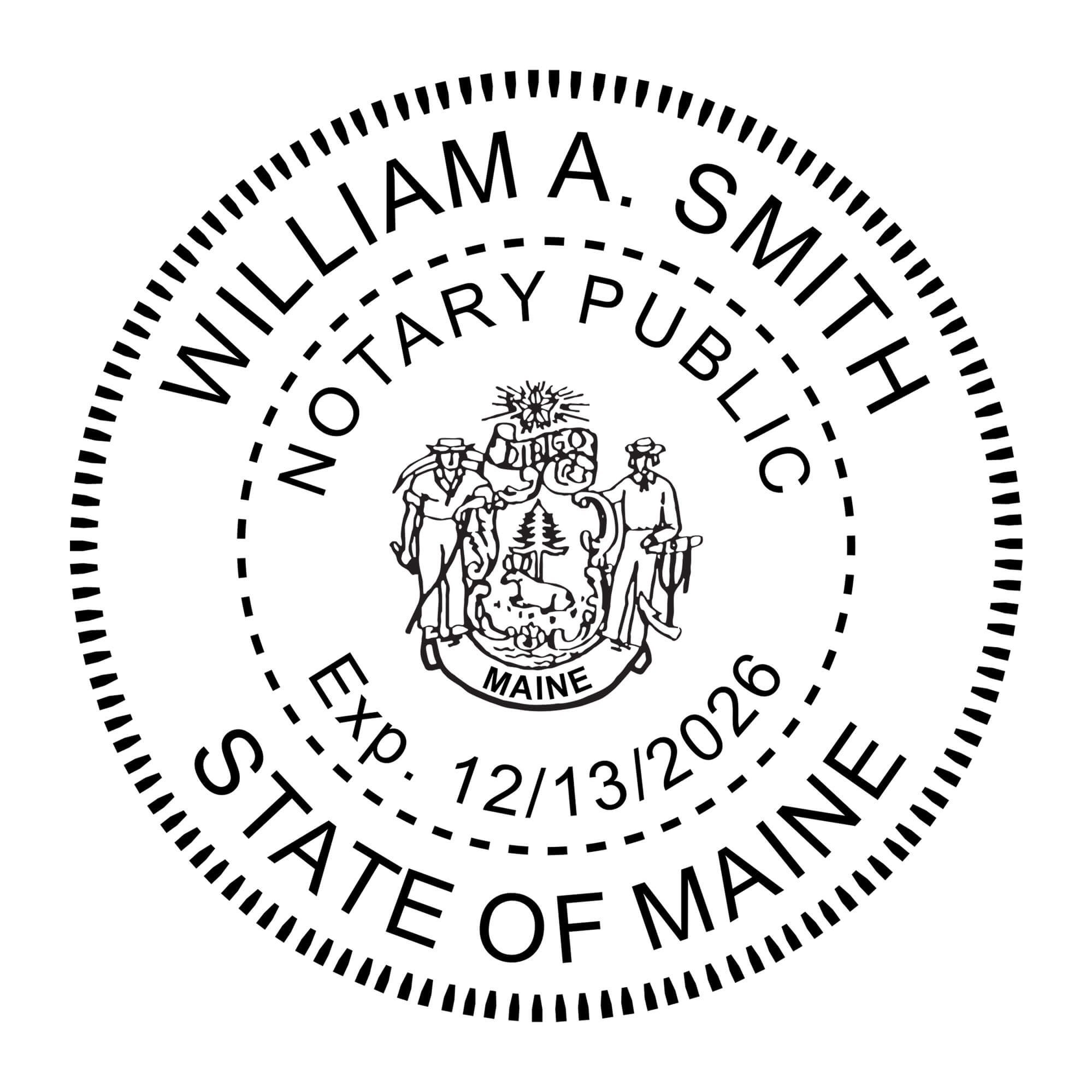 A close-up of the Maine Notary Seal Round with CREST