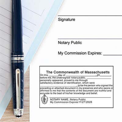 Massachusetts JURAT Notary Stamp - alternate view