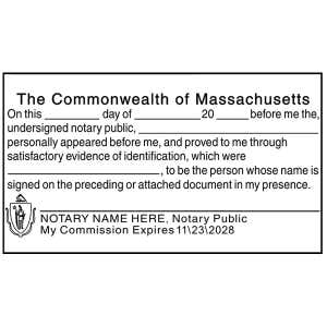Impression only of Massachusetts SIGNATURE WITNESS Notary Stamp