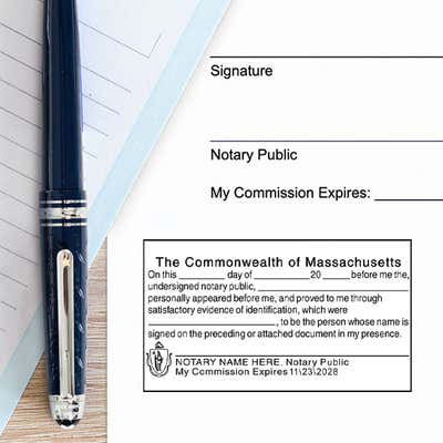 Massachusetts SIGNATURE WITNESS Notary Stamp - alternate view