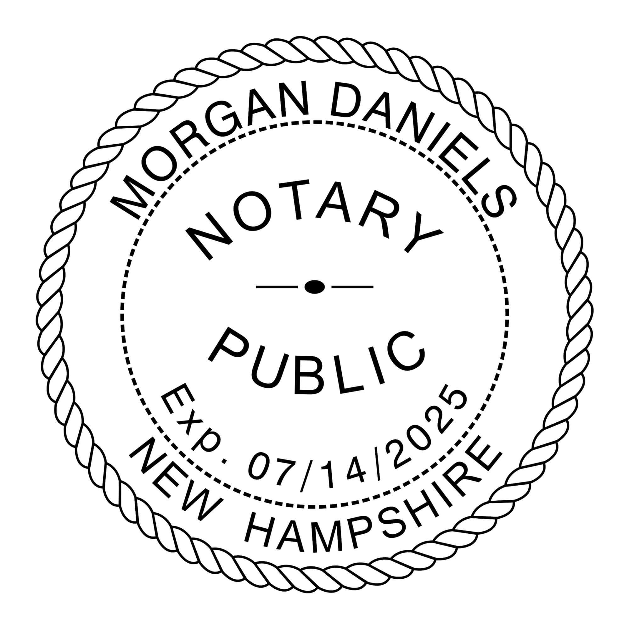 A close-up of the New Hampshire with Expiration Date Round Notary Stamp