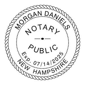A close-up of the New Hampshire with Expiration Date Round Notary Stamp