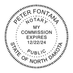 A close-up of the North Dakota Round Notary Stamp