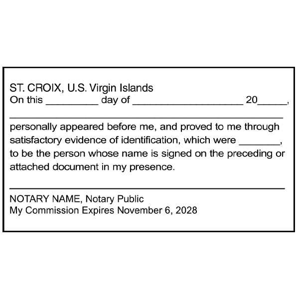 U.S. Virgin Islands Signature Witness Notary Stamp