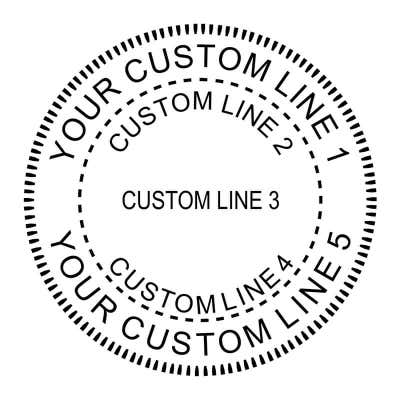 Custom 5 Line Round Border Design Stamp - alternate view