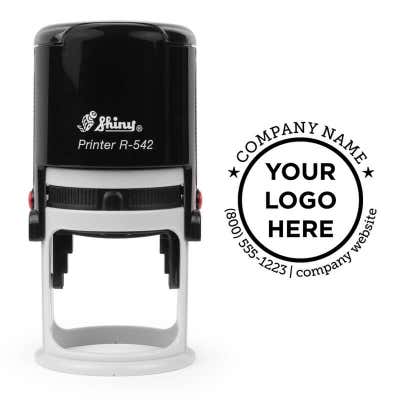 Custom Round Logo Self-Inking Rubber Stamp - alternate view