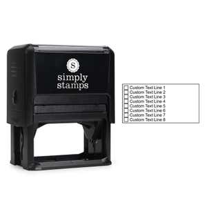 8 Line Checkbox Custom Rubber Stamp (with impression next to stamp body)