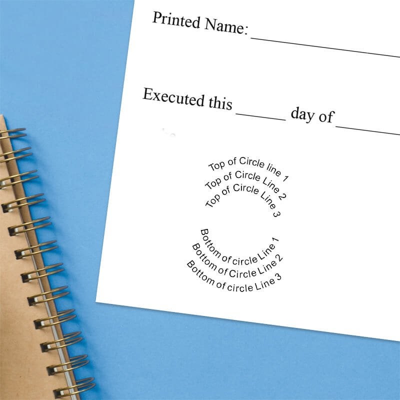 6 line of text stamp impression 