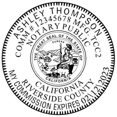 California Round Notary Stamp - alternate view