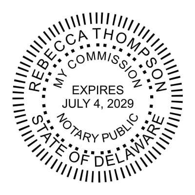 Delaware Round Notary Public Stamp - alternate view