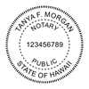 A close-up of the Hawaii Round Notary Public Stamp