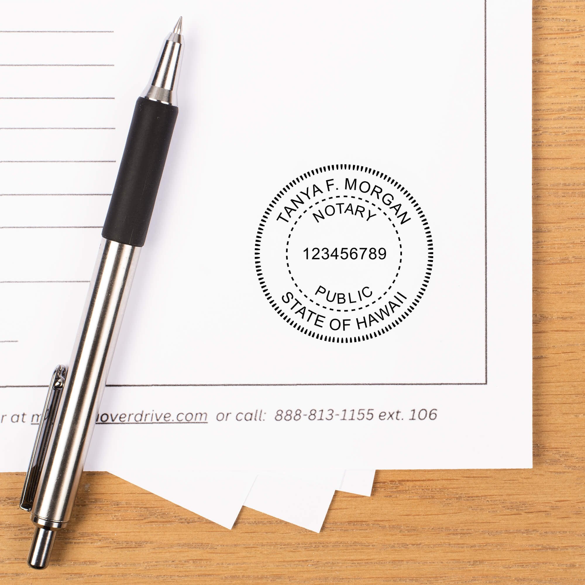 Hawaii Round Notary Public Stamp placed at the bottom of a document