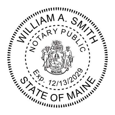Maine Crest Round Notary Stamp - alternate view