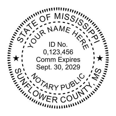 Mississippi Milled Round Notary Stamp - alternate view