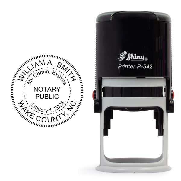 North Carolina Notary With Expiration Date Round Stamp