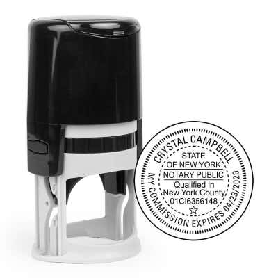 New York with County and Expiration Round Notary Stamp - alternate view