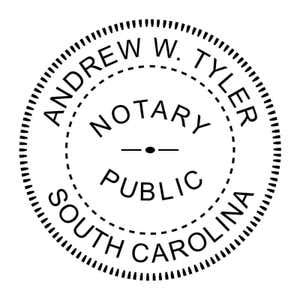 South Carolina Round Notary Stamp impression in black ink
