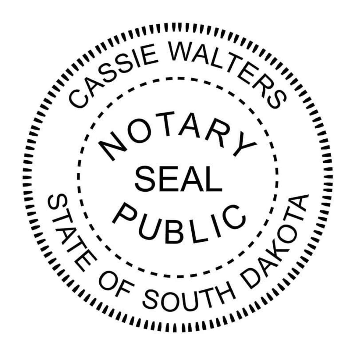 South Dakota notary public stamp with name and circular notary seal design.