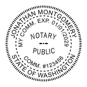 Impression of Washington State notary stamp impression in black ink