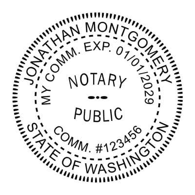 Washington State Round Notary Stamp - alternate view