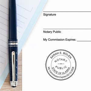 Example of Alaska Notary Pink Stamp Impression on Paper