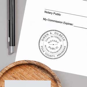 Arkansas Notary Pink Stamp Impression on Paper