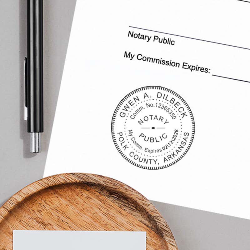Arkansas Notary Pink Stamp Impression on Paper