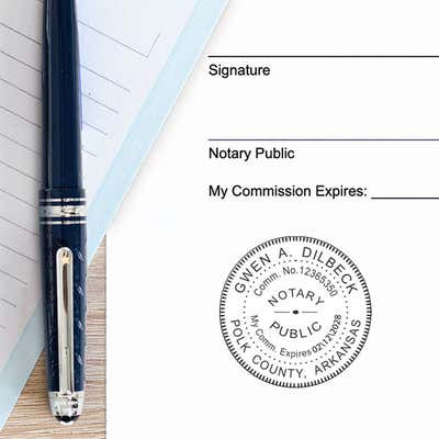 Example of Arkansas Notary Pink Stamp  on Paper