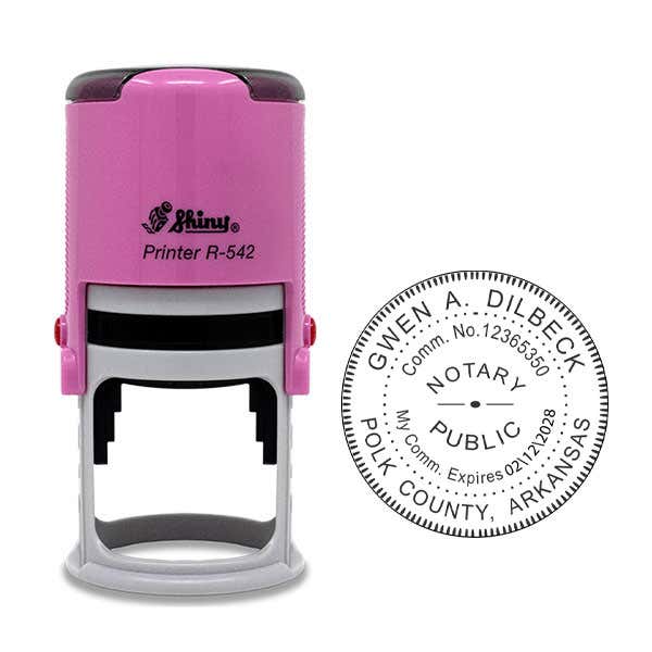 Arkansas Notary Pink Stamp and Impression