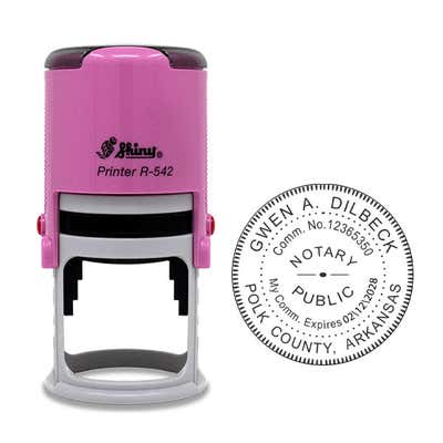 Arkansas Round Pink Notary Stamp - alternate view