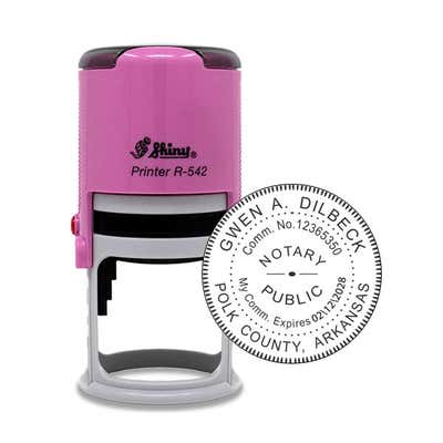 Arkansas Round Pink Notary Stamp - alternate view