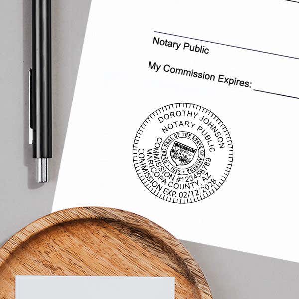  Arizona Notary Pink Stamp Impression on Paper