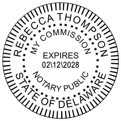 Delaware Round Pink Notary Stamp - alternate view