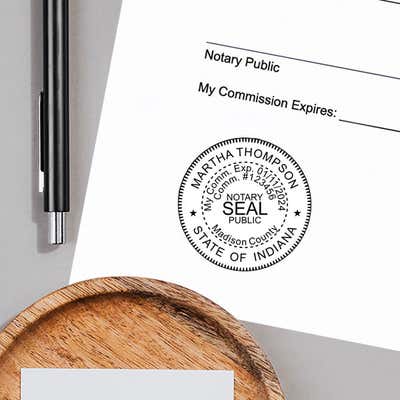 Indiana Round Pink Notary Stamp - alternate view
