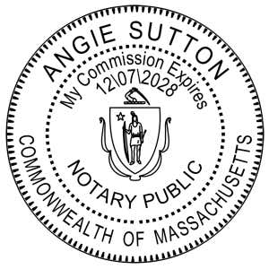 Impression only of the Massachusetts Notary Pink Stamp - Round stamp