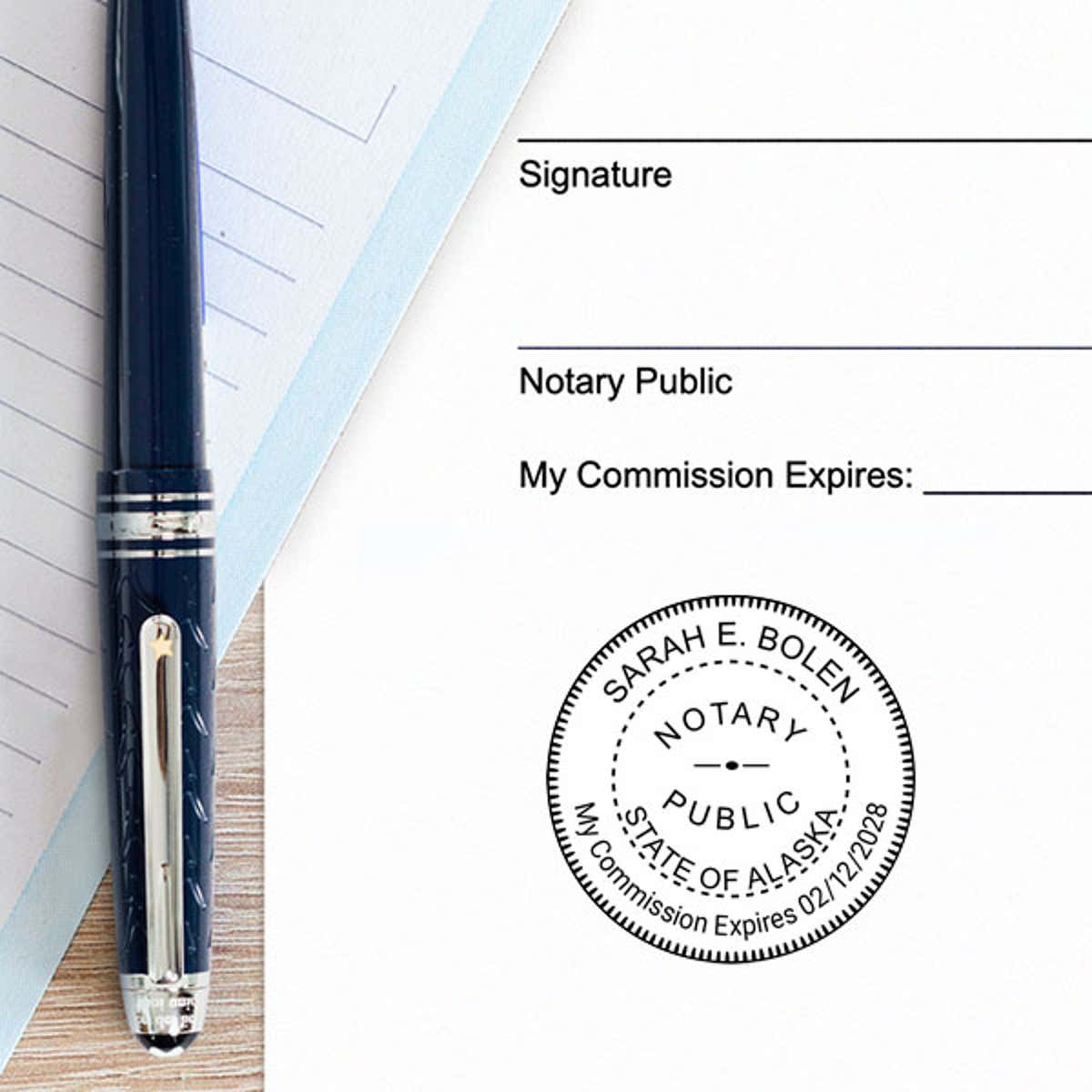 Alaska Notary Round Seal Embosser Impression on Paper