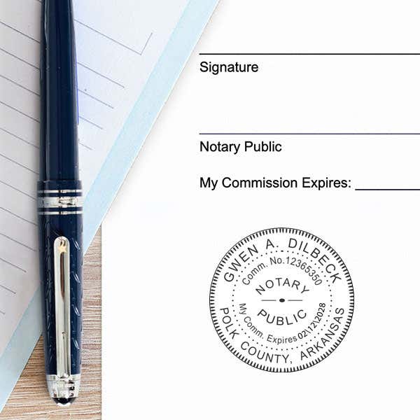 Example of Arkansas Notary Round Seal Embosser Impression on Paper