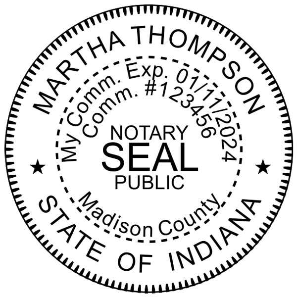 Impression Only of Indiana Notary Round Seal Embosser