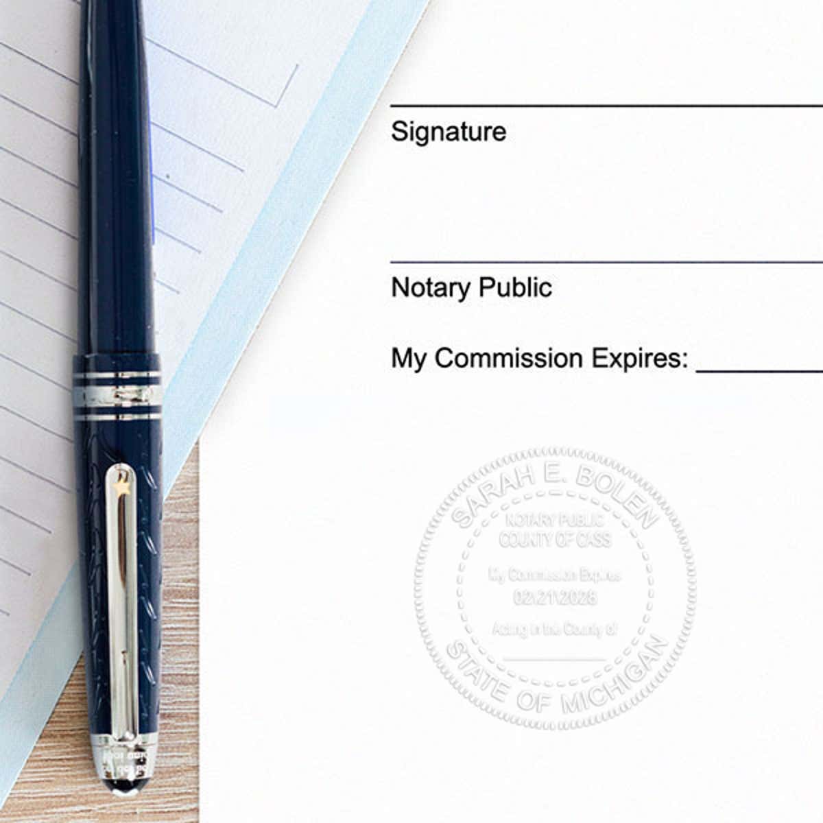 Michigan Notary Round Seal Embosser Example Impression