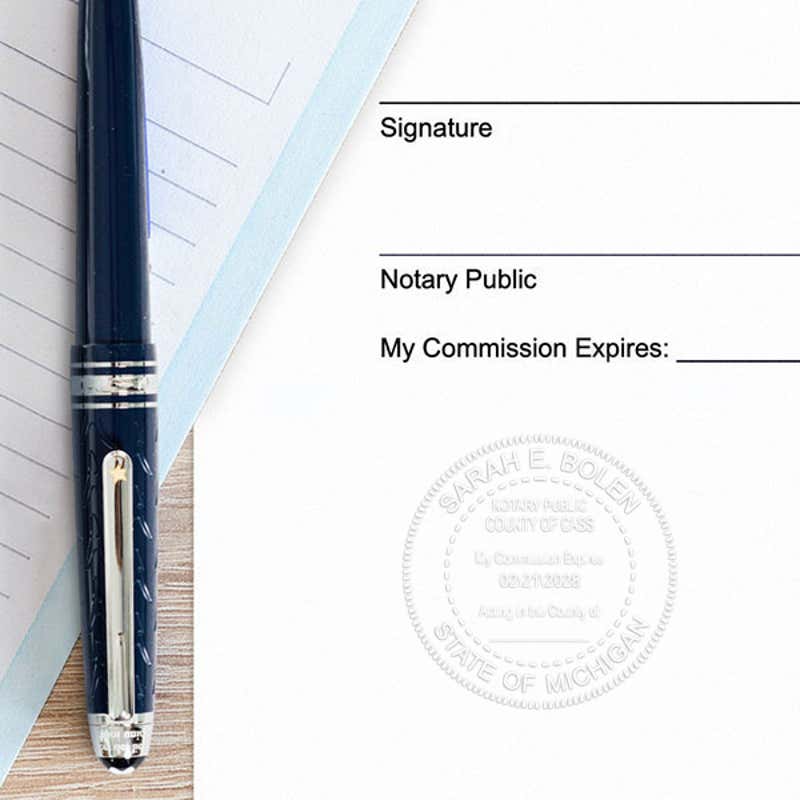 Michigan Notary Round Seal Embosser Example Impression