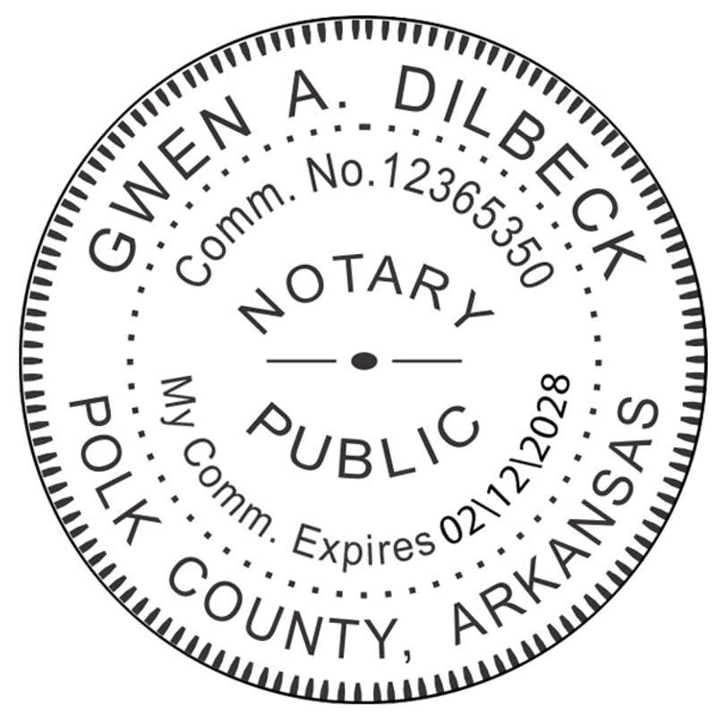 Arkansas Notary Pink Seal Embosser Impression