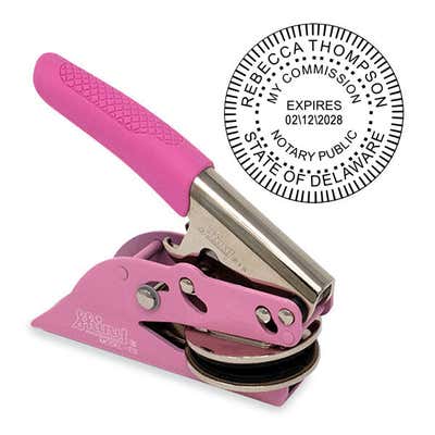 Delaware Notary Pink Seal Embosser - Round Seal