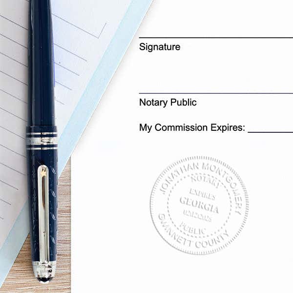 Example of Georgia Notary with Expiration Date Pink Seal Embosser - Round impression on paper