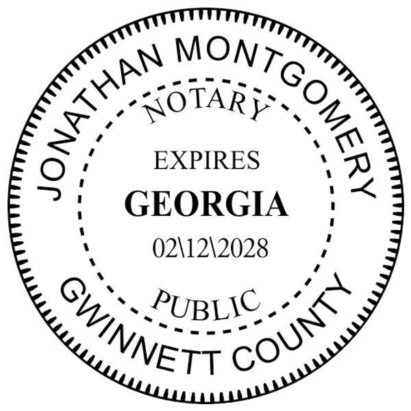 Georgia Notary with Expiration Date Pink Seal Embosser - Round Impression Example