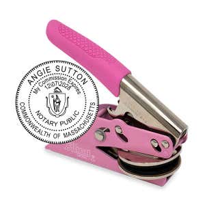 Massachusetts Notary Pink Seal Embosser - Round
