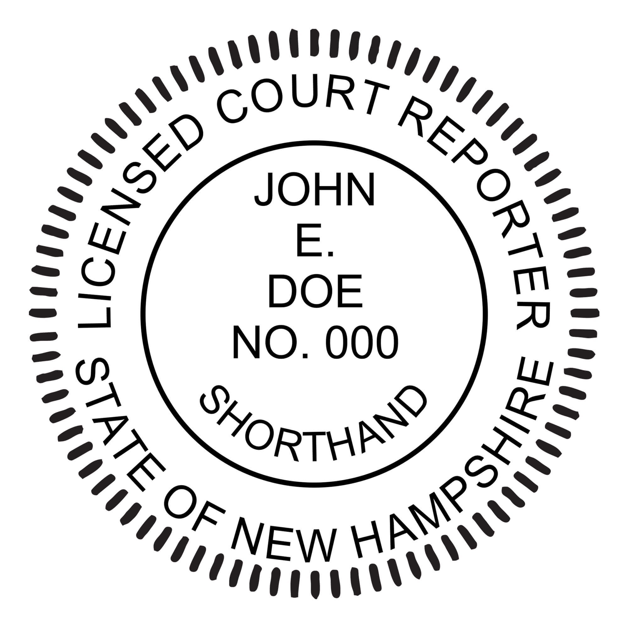 A close-up of the State of New Hampshire Licensed Court Reporter Seal