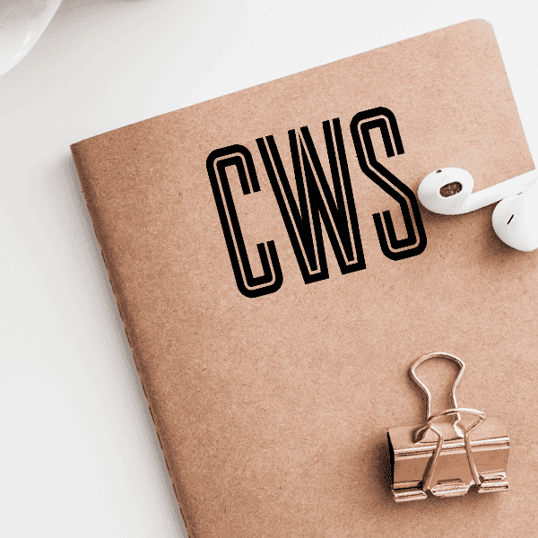 Modern Inline Monogram Stamp Imprint Example